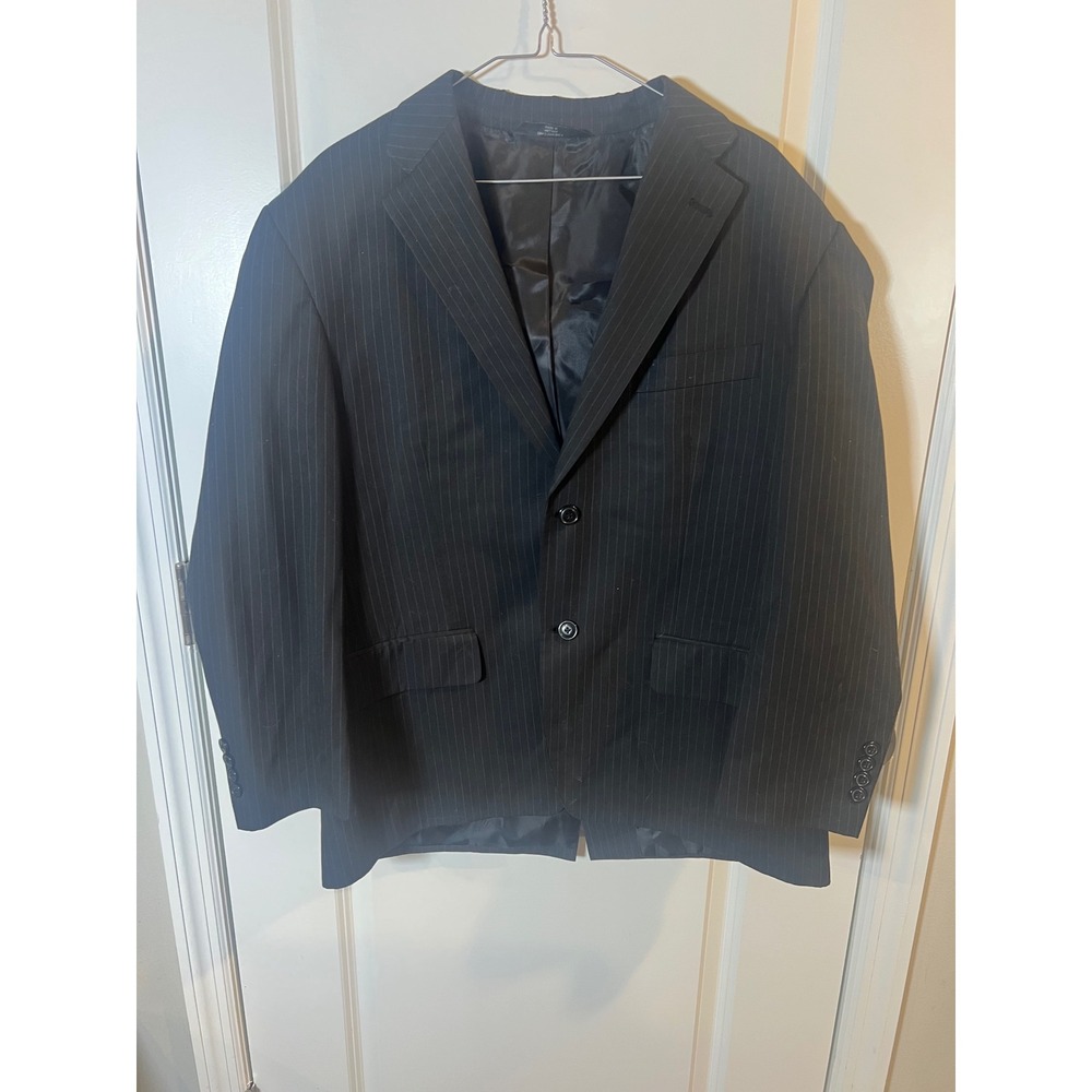 Haggar Mens Suit Jacket Pinstripe Two Button Black Size 40R Approx